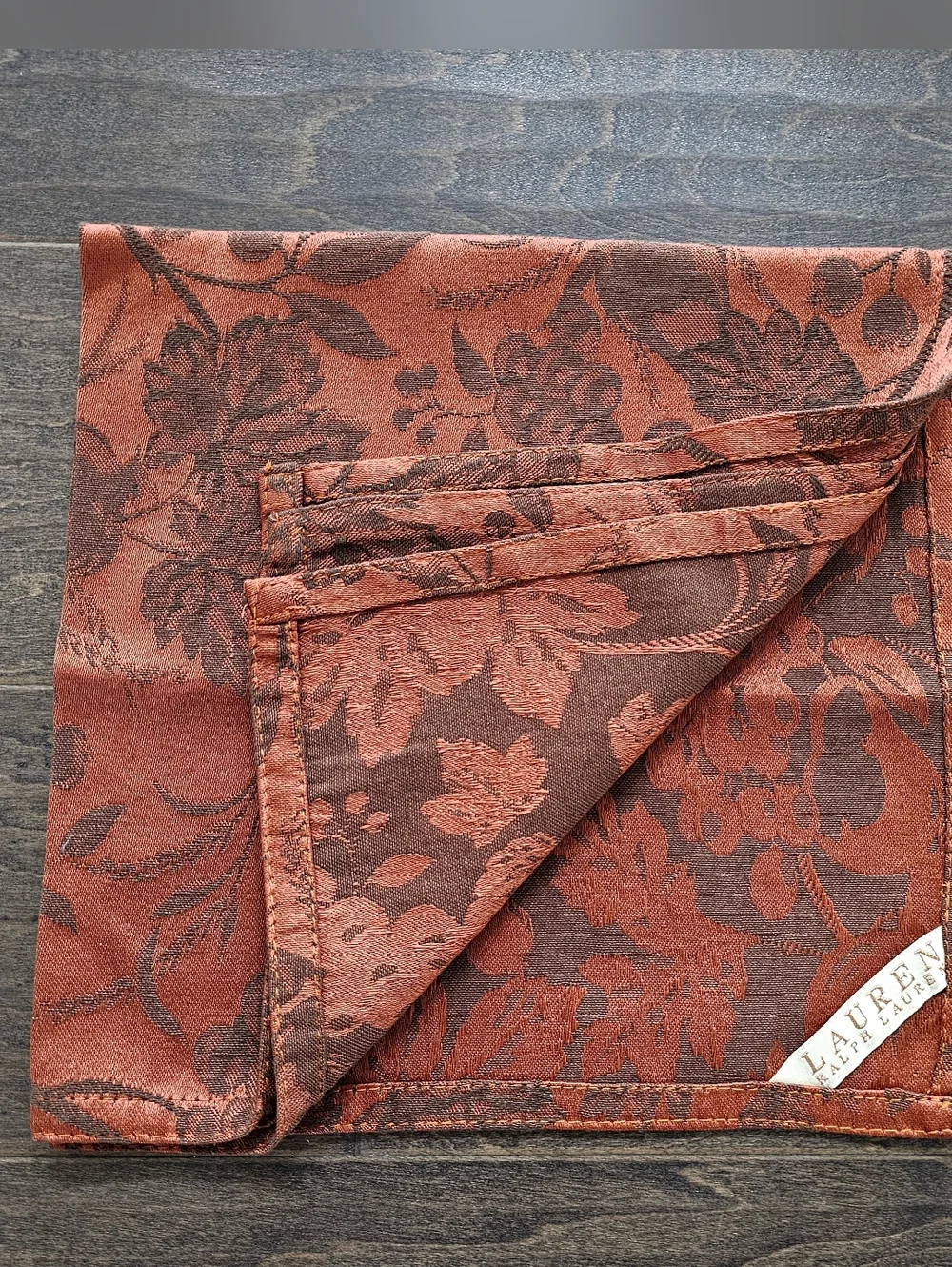 Rare & Vintage Lauren Ralph Lauren Campbell Jacquard Rust Copper Napkins (8)